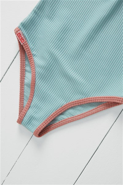Grass & Air Pistachio Ribbed Long Sleeve Swimsuit