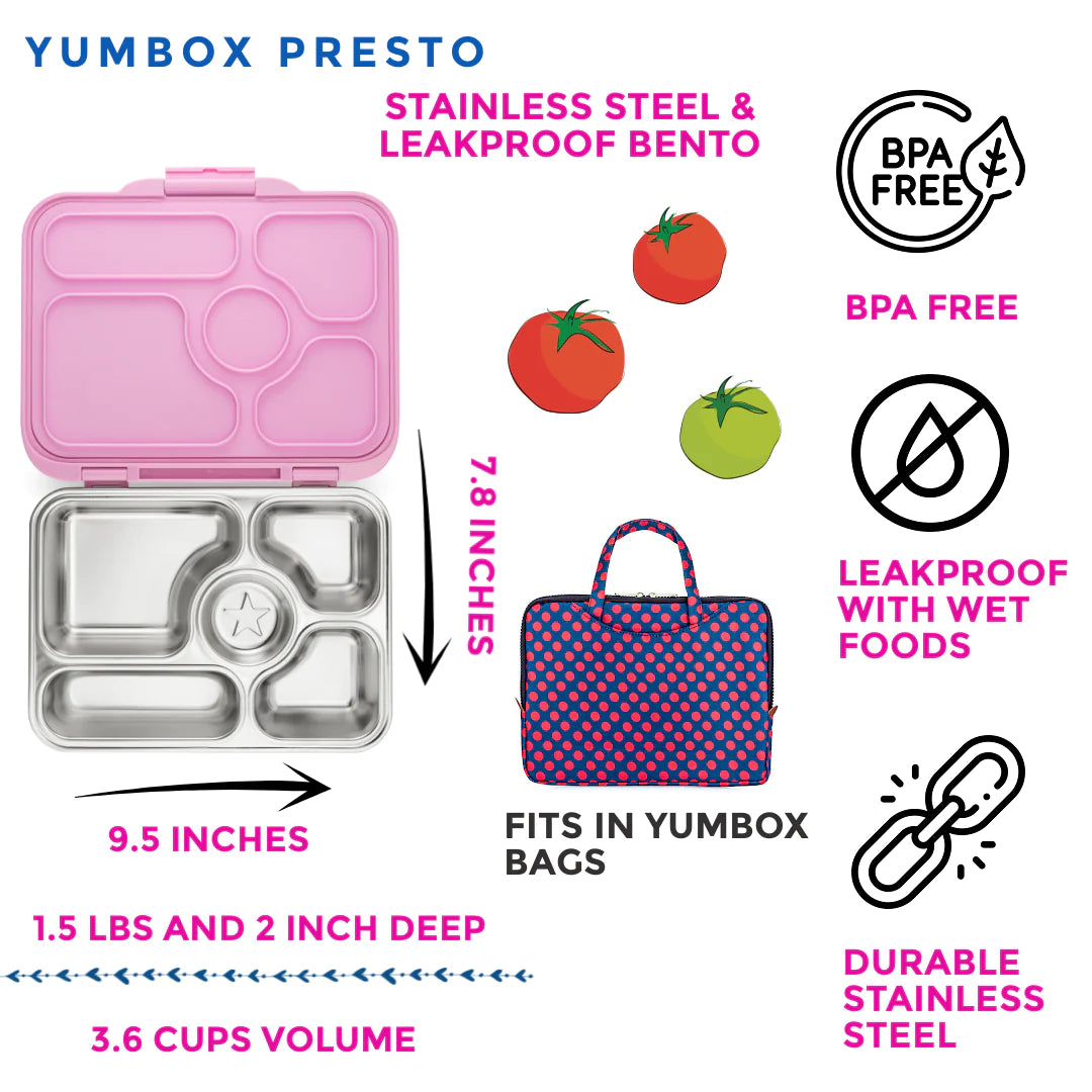 Yumbox Presto Leakproof Stainless Steel Bento - Rose Pink