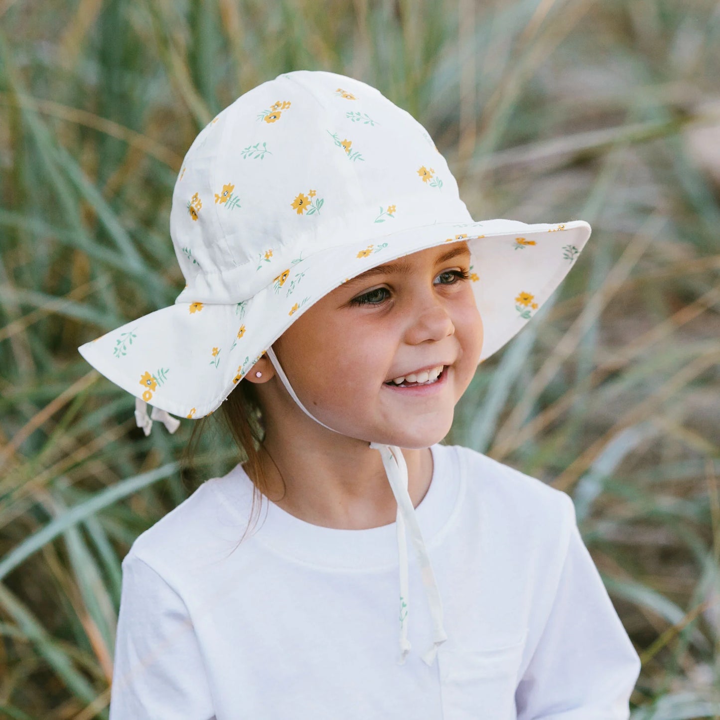 Jan & Jul Grow With Me Cotton Floppy Hat - Yellow Flowers
