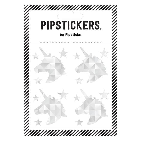 pipsticks 4x4 sticker sheet silver holo unicorns