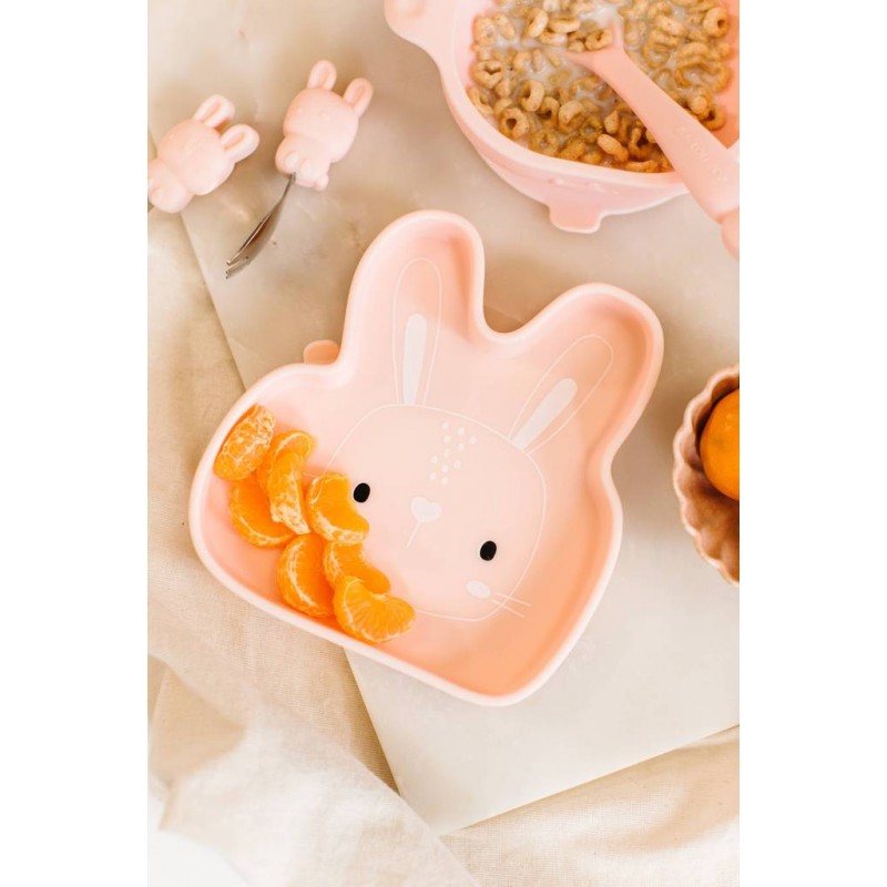 loulou lollipop silicone snack plate - bunny