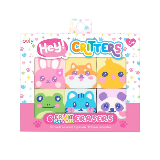 ooly hey critters! set of 6 scented erasers