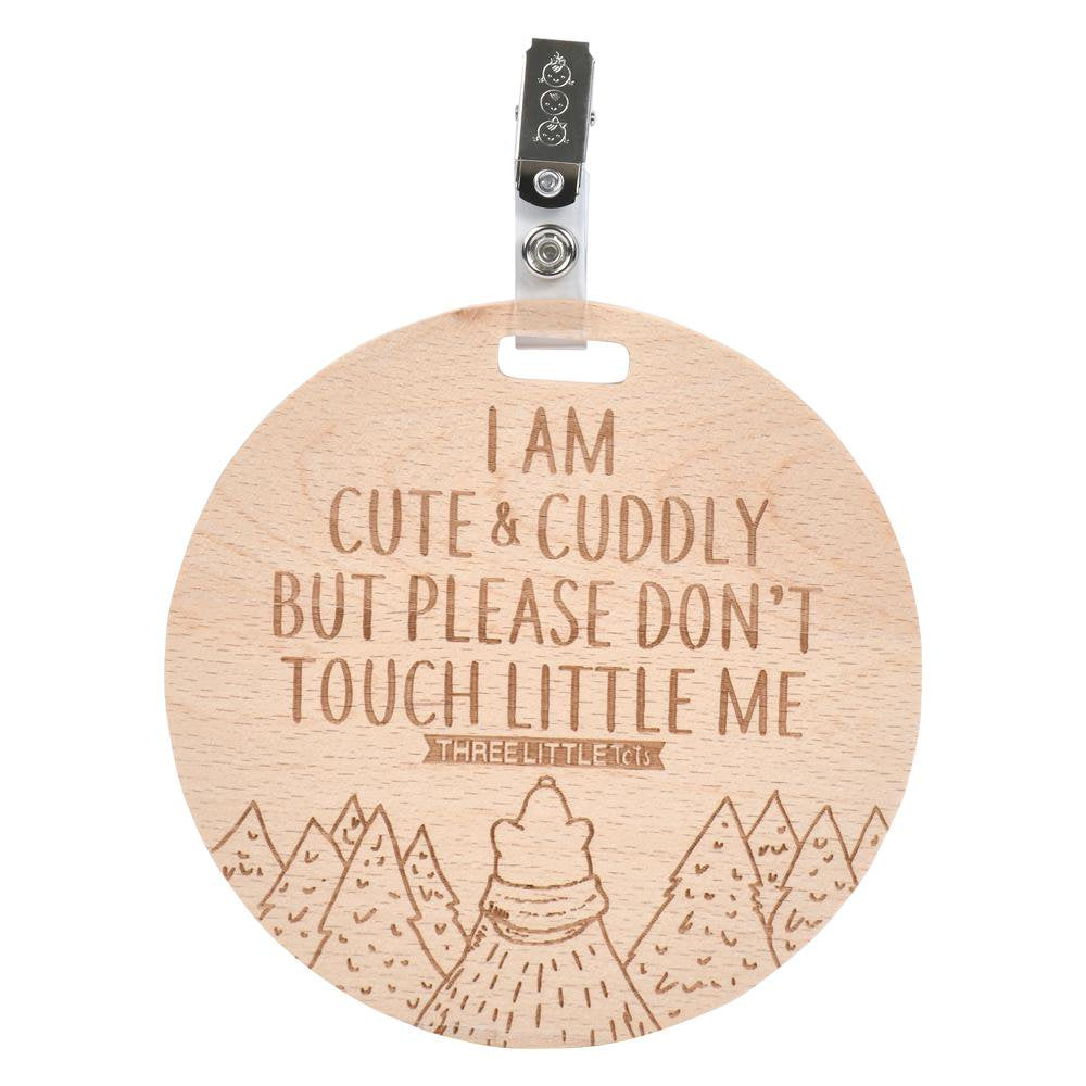 car seat and stroller tag cute and cuddly-wooden