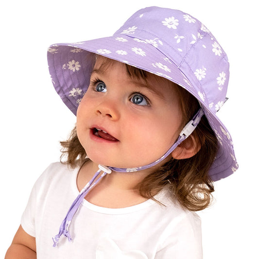 Jan & Jul Grow With Me Cotton Bucket Hat - Purple Daisy