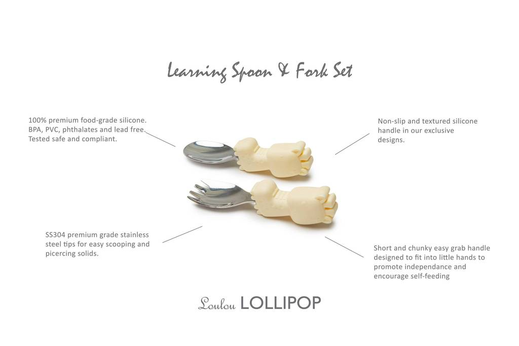 loulou lollipop learning spoon/fork set - giraffe