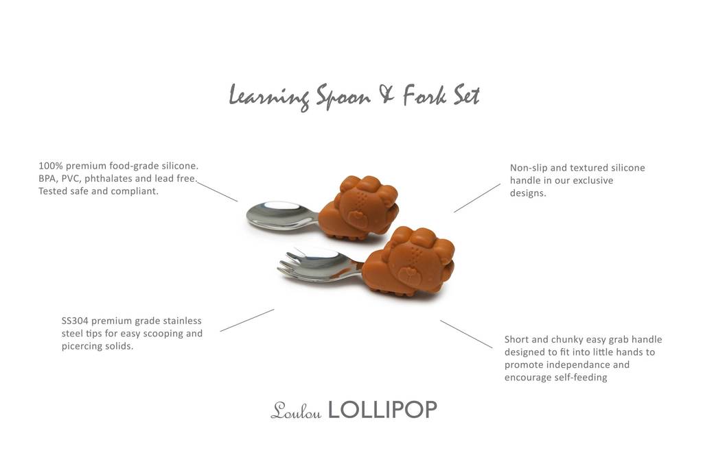 loulou lollipop learning spoon/fork set - lion