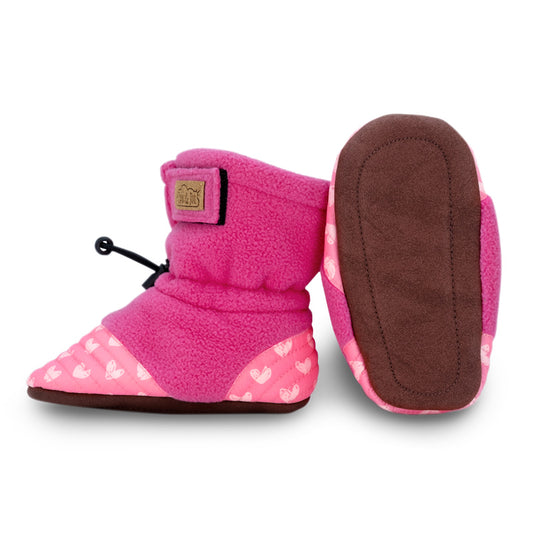 Jan & Jul Adjustable Stay-Put Cozy Fleece Booties - Hearts