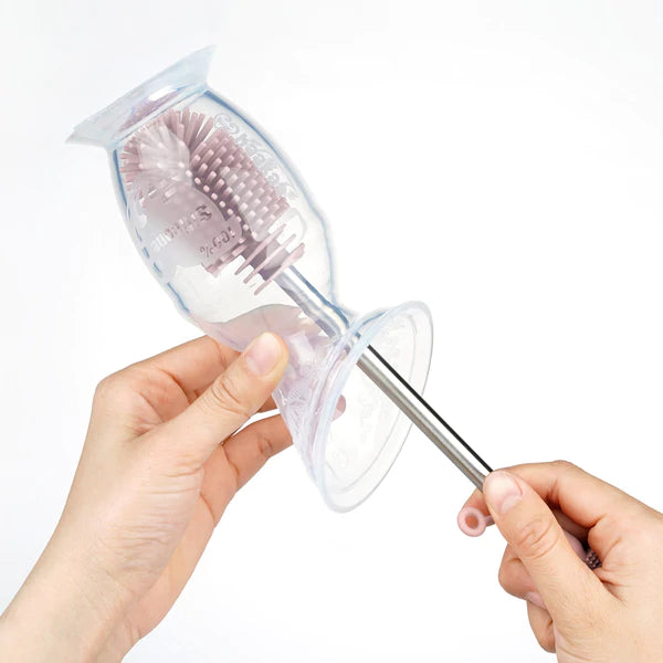 haakaa double-ended silicone cleaning brush - sueva grey